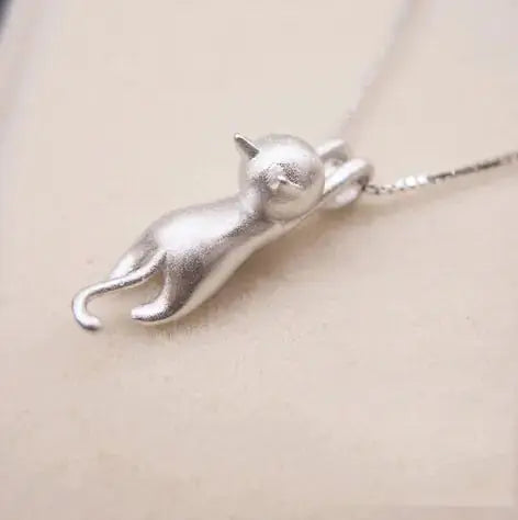 Silver Cat Pendant Necklace Jewelry Zendrop