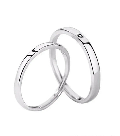 Minimalist Silver Sun Moon Adjustable Ring - Couple Engagement Jewelry Zendrop