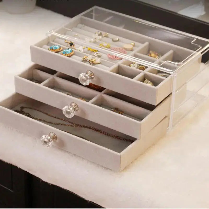 Acrylic Jewelry Box Velvet Compartments Zendrop