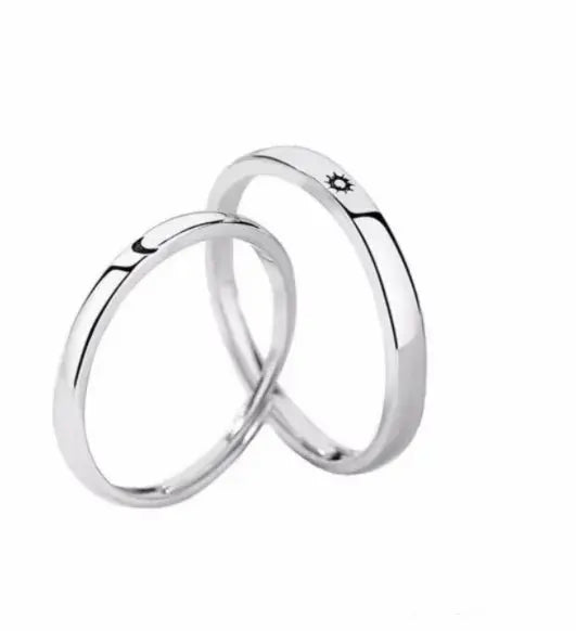 Minimalist Silver Sun Moon Adjustable Ring - Couple Engagement Jewelry Zendrop