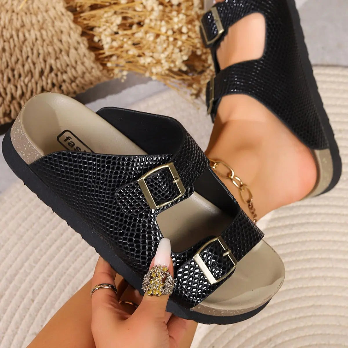 PU Leather Buckle Sandals Trendsi