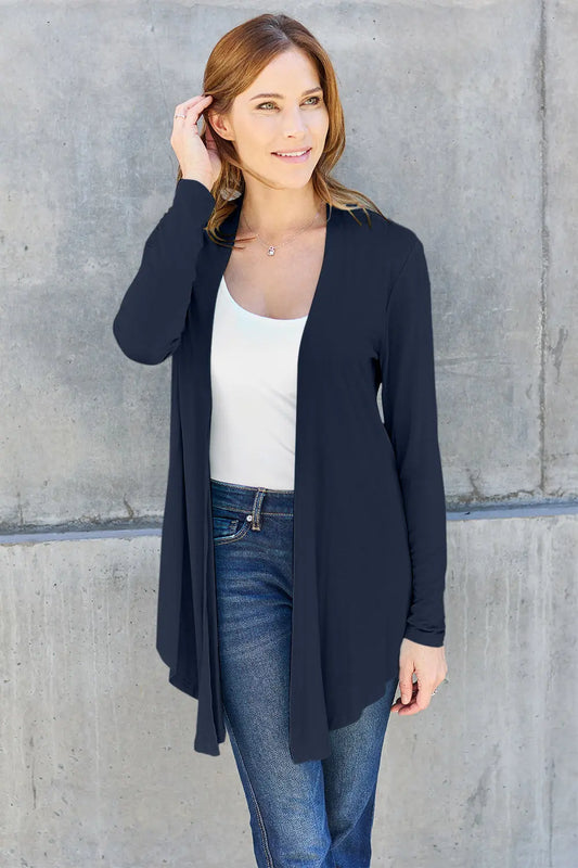 Basic Bae Full Size Open Front Long Sleeve Cardigan Trendsi