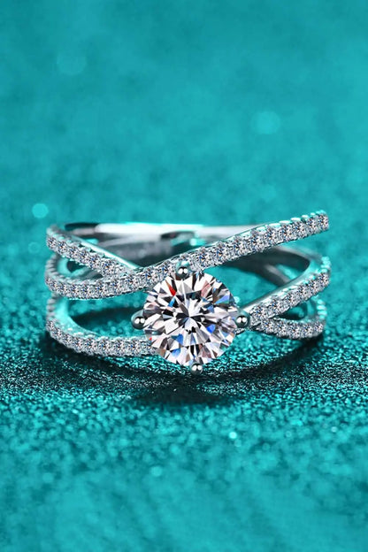 1 Carat Moissanite Crisscross Ring Trendsi