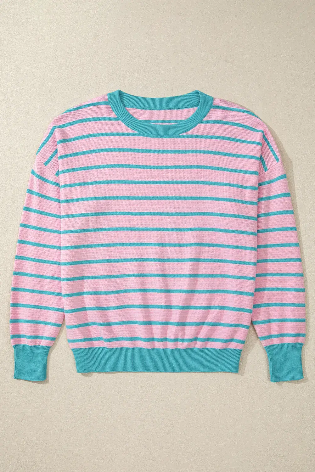 Round Neck Long Sleeve Striped Sweater Trendsi