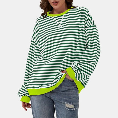 Striped Round Neck Long Sleeve T-Shirt Trendsi