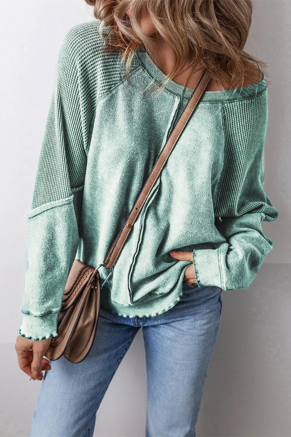 Round Neck Long Sleeve Sweatshirt Trendsi