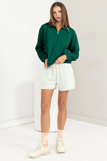 HYFVE Half Zip Drop Shoulder Sweatshirt Trendsi