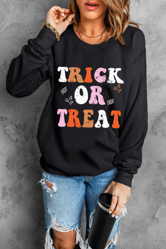 Letter Graphic Round Neck Long Sleeve Sweatshirt Trendsi