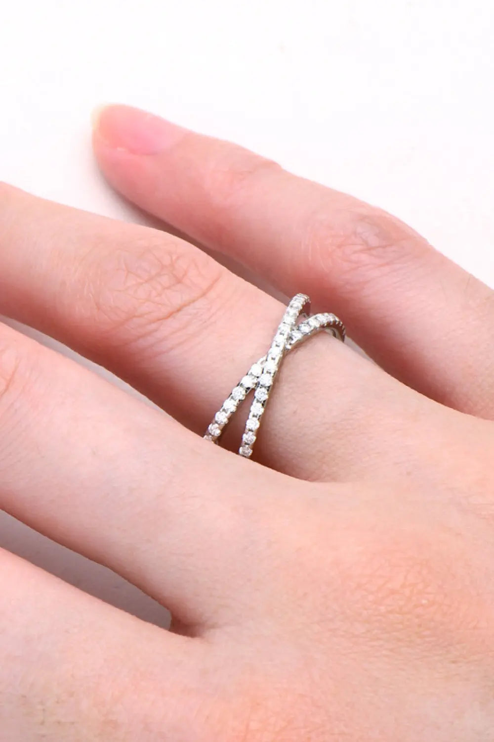 Moissanite 925 Sterling Silver Crisscross Ring Trendsi