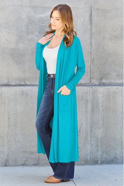 Basic Bae Full Size Open Front Long Sleeve Cover Up Trendsi