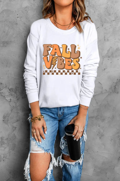 Letter Graphic Round Neck Long Sleeve Sweatshirt Trendsi