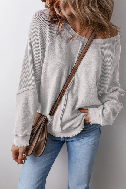 Round Neck Long Sleeve Sweatshirt Trendsi