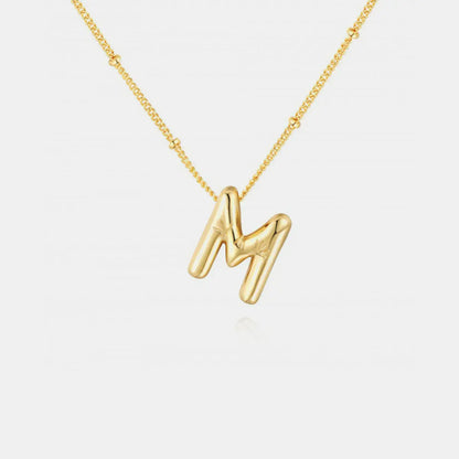 Gold-Plated Bubble Initial Necklace Trendsi