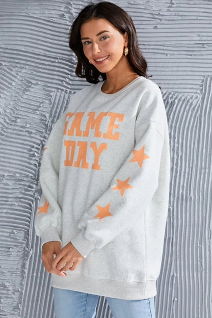 GAME DAY Long Sleeve Round Neck Sweatshirt Trendsi