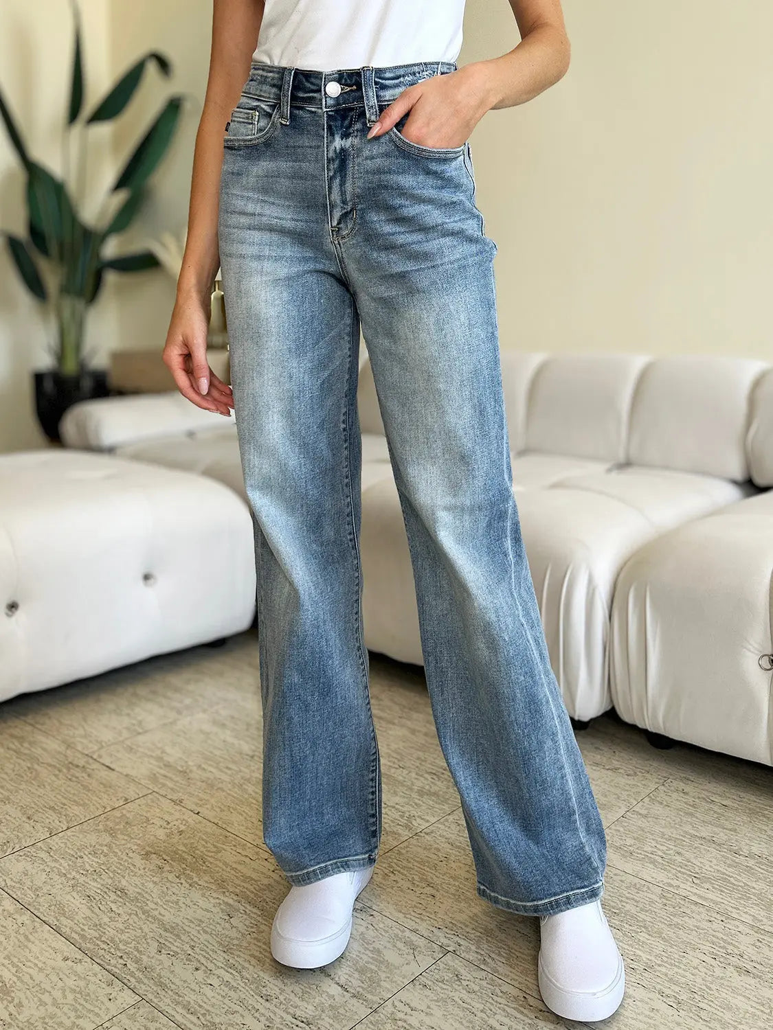 Judy Blue Full Size High Waist Straight Jeans Trendsi