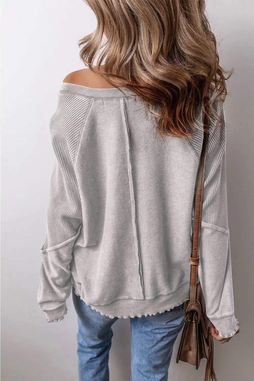 Round Neck Long Sleeve Sweatshirt Trendsi