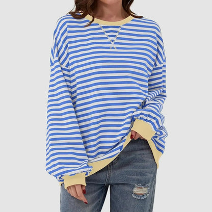 Striped Round Neck Long Sleeve T-Shirt Trendsi