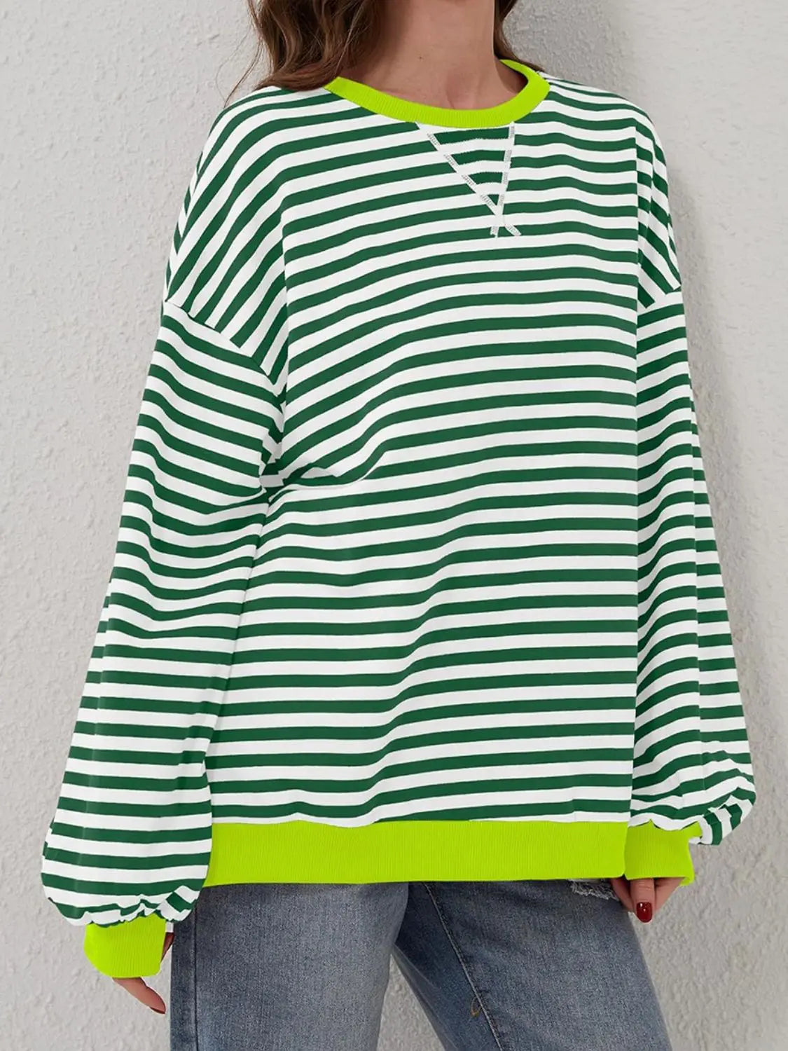 Striped Round Neck Long Sleeve T-Shirt Trendsi