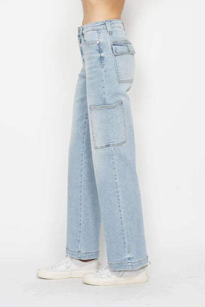 Judy Blue Full Size High Waist Straight Cargo Jeans Trendsi