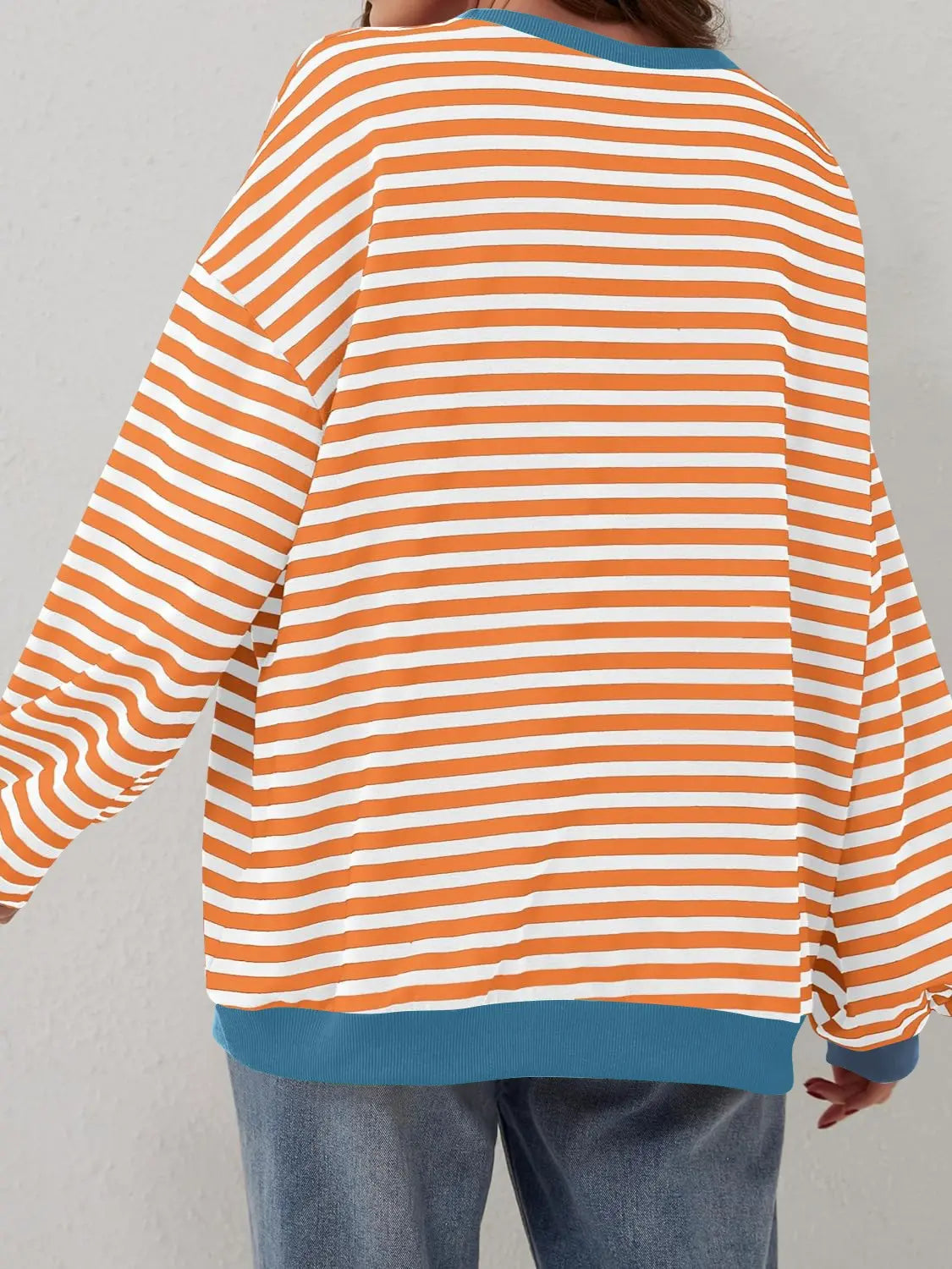 Contrast Striped Long Sleeve Sweatshirt Trendsi