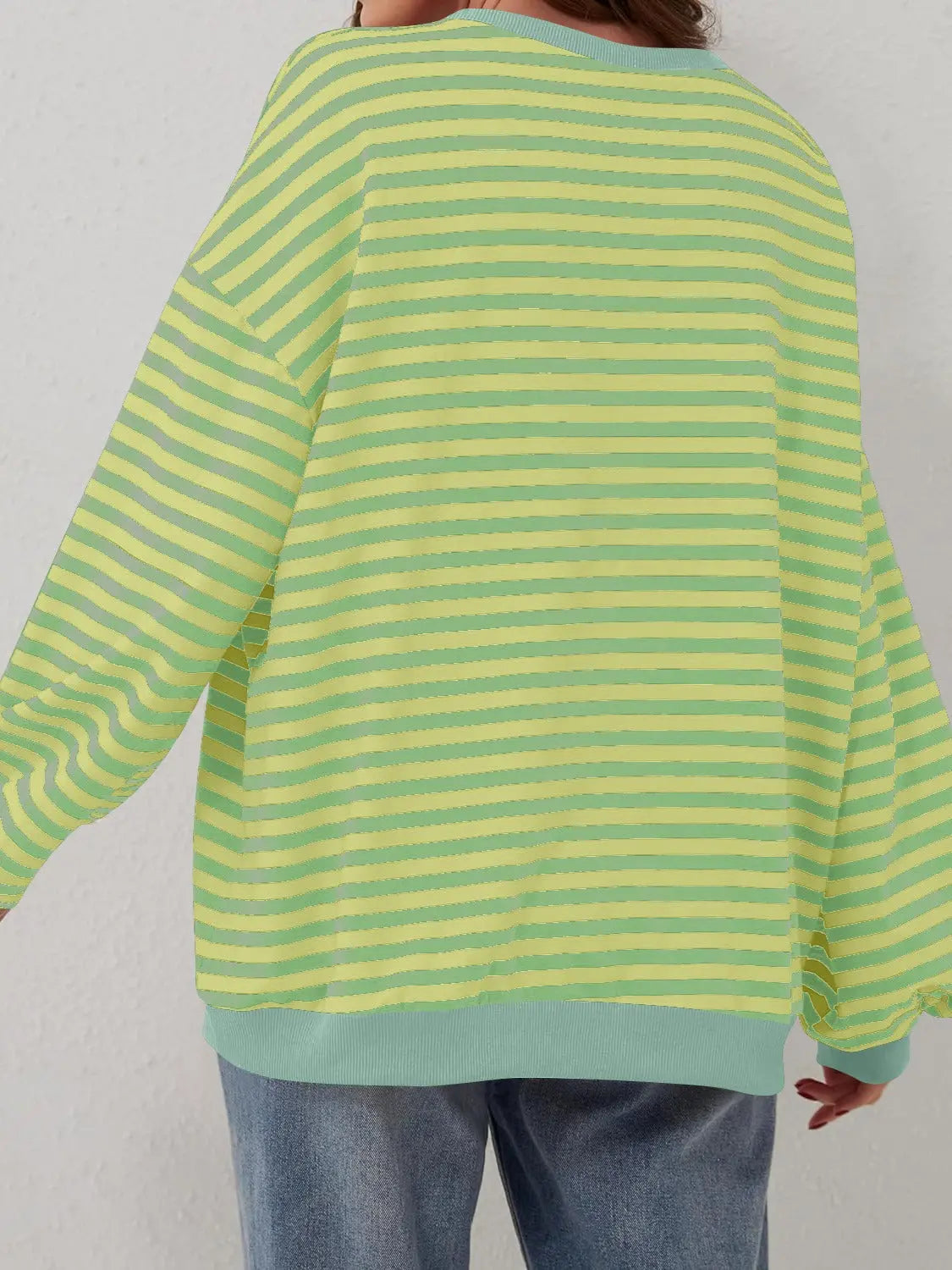 Contrast Striped Long Sleeve Sweatshirt Trendsi