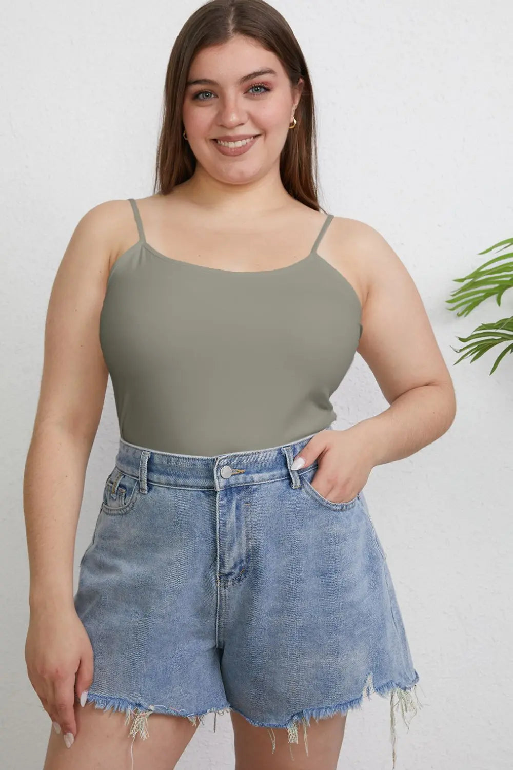 Basic Bae Full Size Round Neck Slim Cami Trendsi