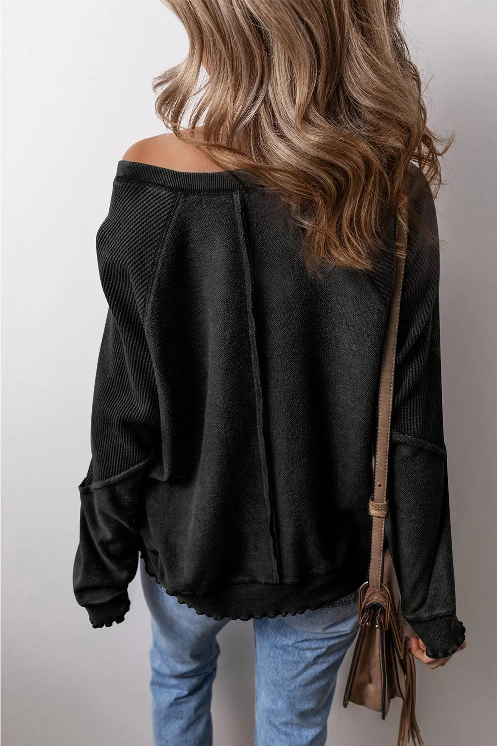 Round Neck Long Sleeve Sweatshirt Trendsi