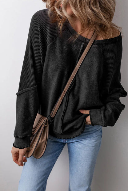 Round Neck Long Sleeve Sweatshirt Trendsi