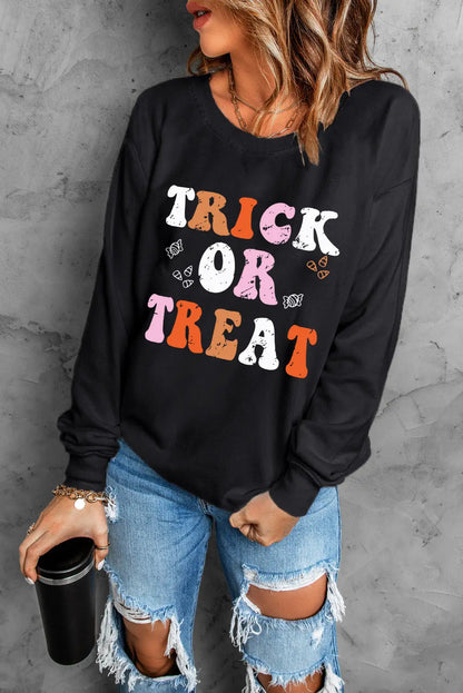 Letter Graphic Round Neck Long Sleeve Sweatshirt Trendsi