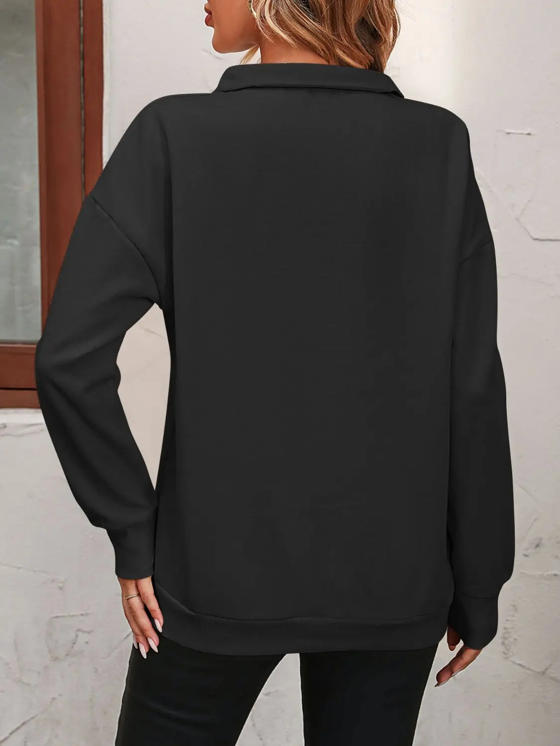 Mandy Zip-Up Dropped Shoulder Sweatshirt Trendsi