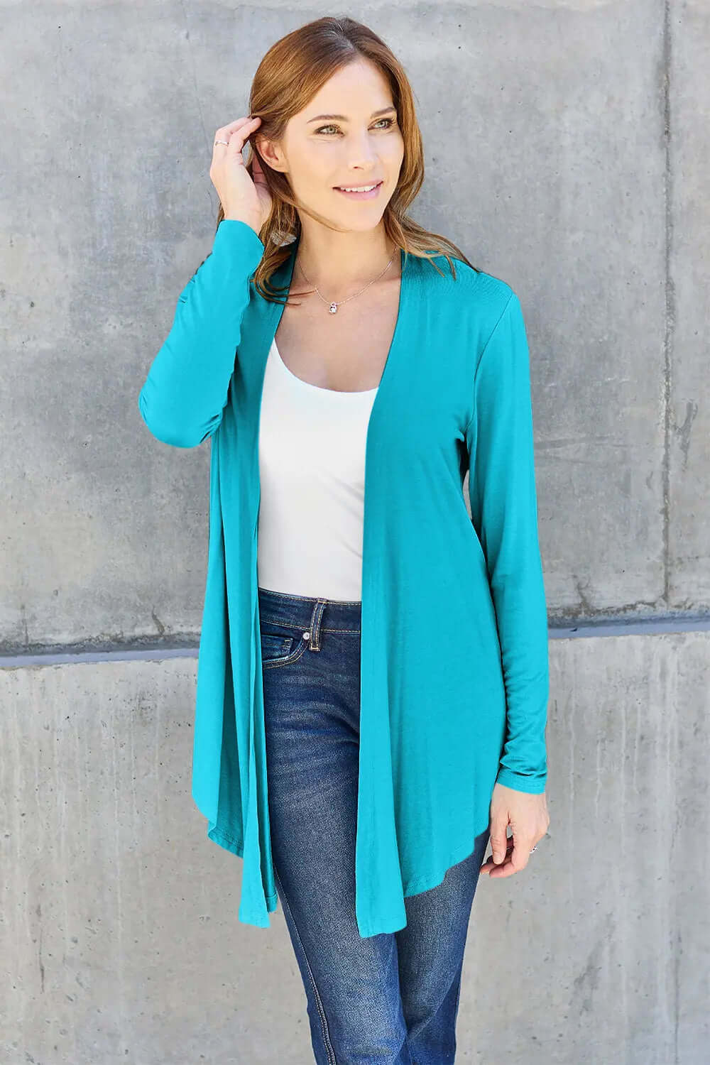 Basic Bae Full Size Open Front Long Sleeve Cardigan Trendsi