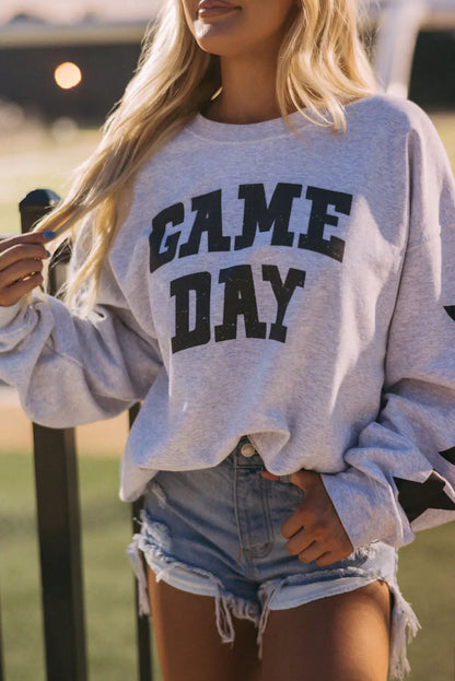 GAME DAY Long Sleeve Round Neck Sweatshirt Trendsi