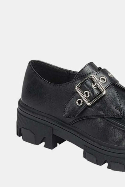 Forever Link Buckled Platform Lug Sole Loafers Trendsi