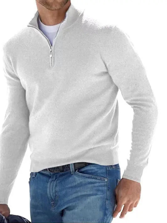 Long Sleeve V Neck Wool Fleece Zipper Men's Pullover kakaclo