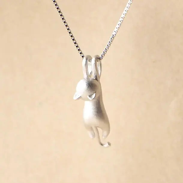 Silver Cat Pendant Necklace Jewelry Zendrop