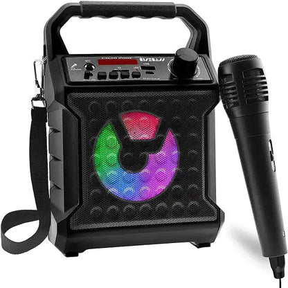 Risebass Portable Karaoke Machine with Microphone - Home Karaoke System with Party Lights for Kids and Adults - Rechargeable USB Speaker Set with FM Radio, SD/TF Card Support, and AUX-in Zendrop