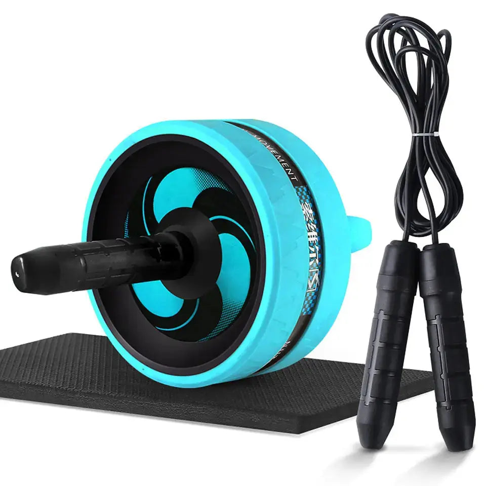 2-in-1 Ab Roller and Jump Rope Set with Mat - Noiseless Abdominal Wheel for Arm, Waist, Leg Exercises and Gym Fitness Zendrop